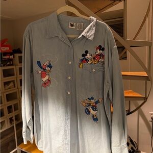 Disney Light Blue Button-Down Shirt with Characters